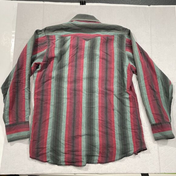 Vintage USA Panhandle Slim Men 16.5-35 Pearl Snap Western Shirt Red Blue Rodeo - Picture 8 of 10